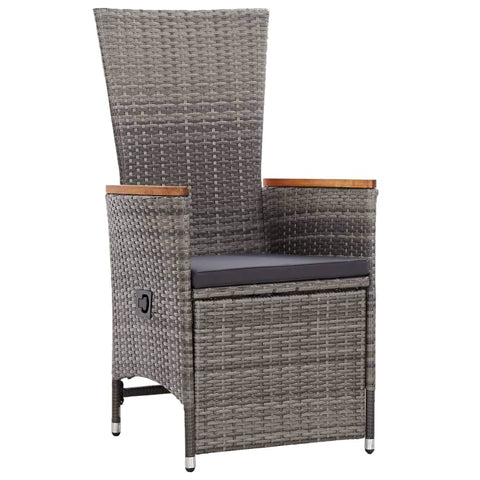 Reclining Garden Chairs 2 pcs with Cushions Poly Rattan Grey