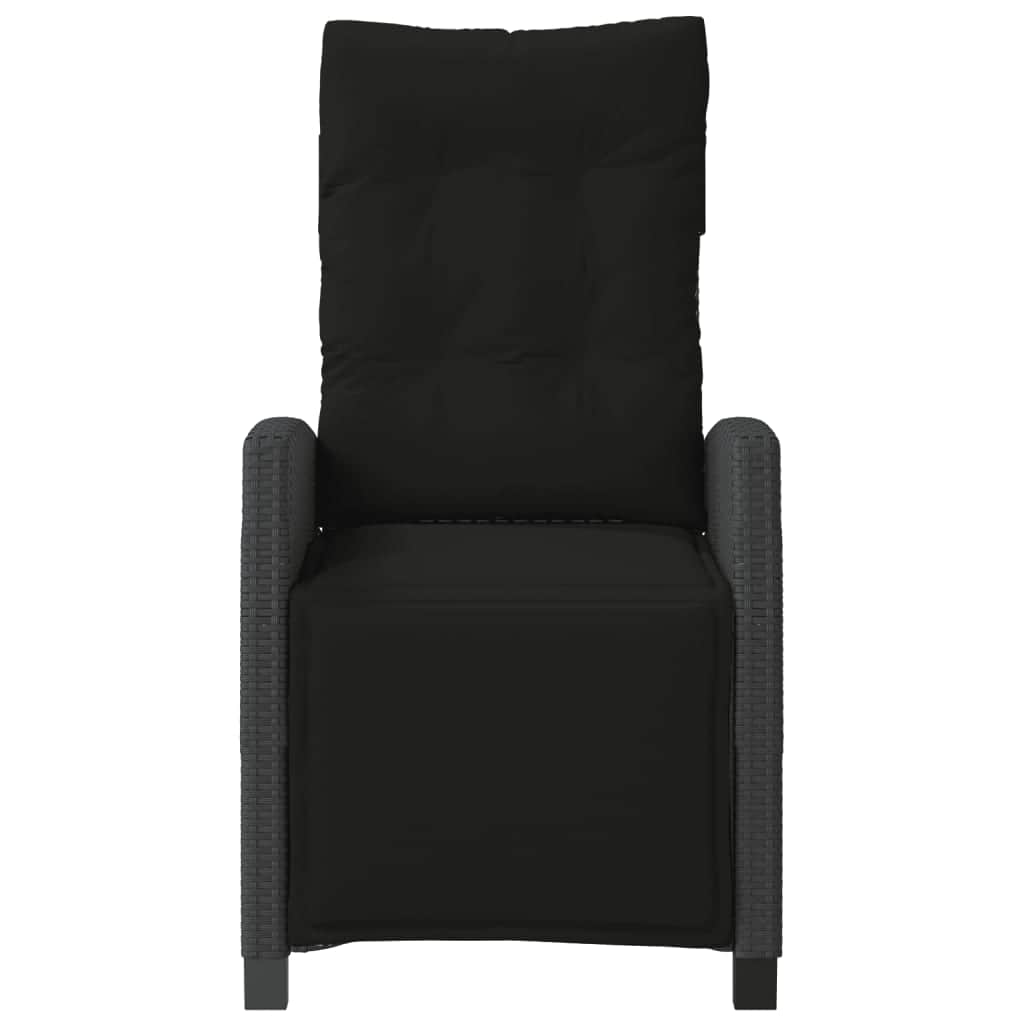 Outdoor Chairs - Reclining Garden Chairs 2 pcs with Footrest Black Poly Rattan