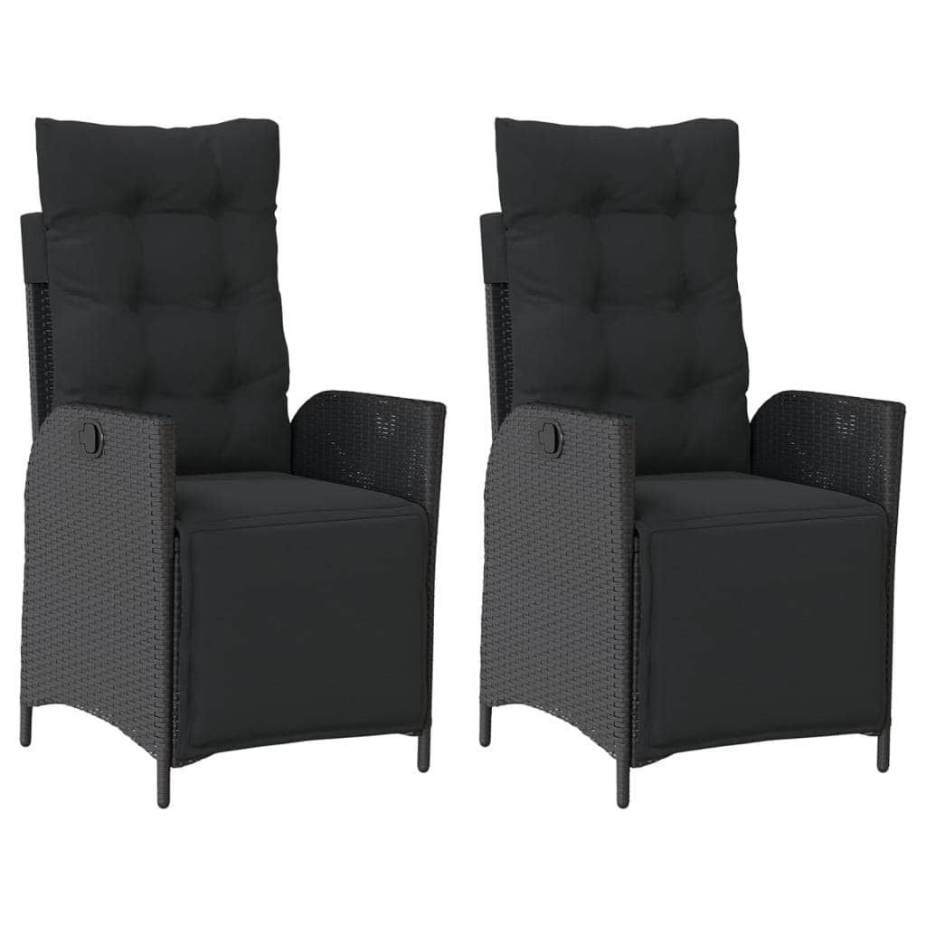 Black colour - Reclining Garden Chairs 2-pcs with Footrest Black Poly Rattan
