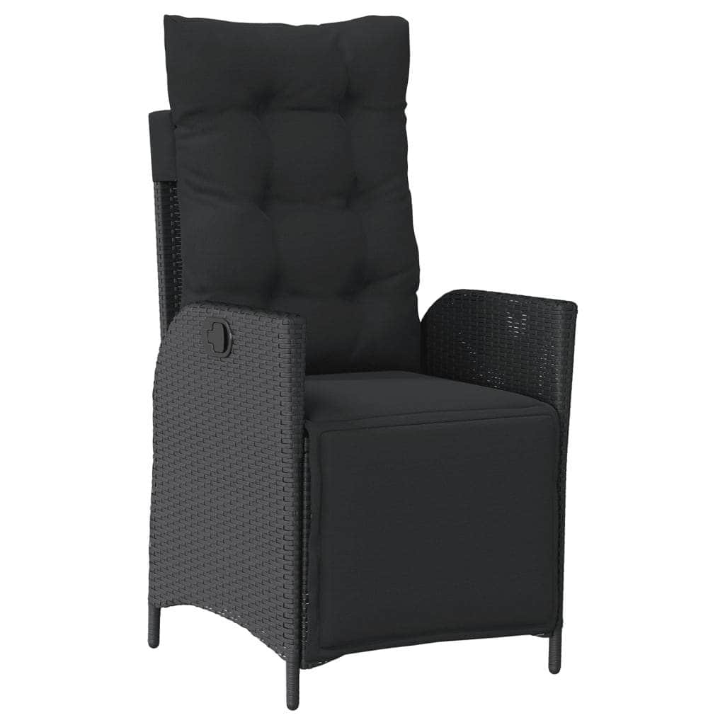 Reclining Garden Chairs 2-pcs with Footrest Black Poly Rattan