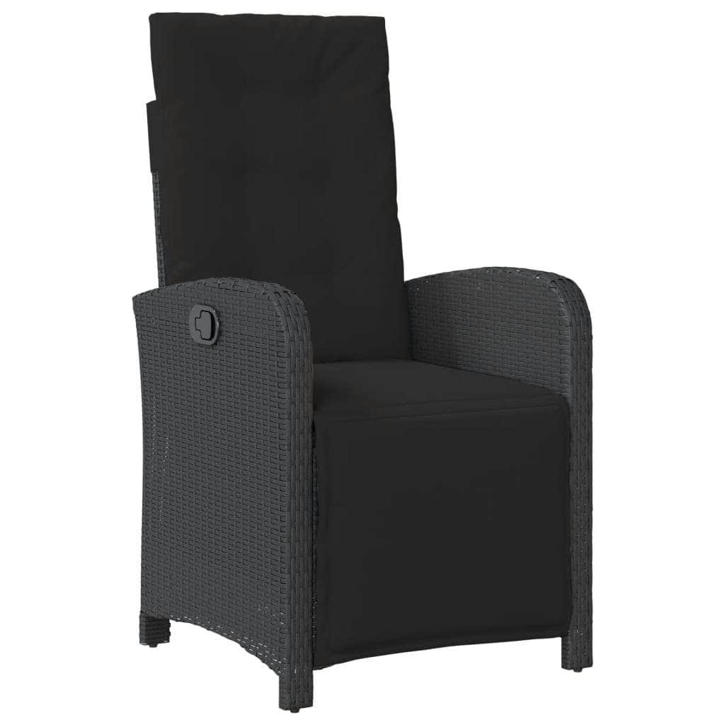 Reclining Garden Chairs 2 pcs with Footrest Black-Poly Rattan, Black colour