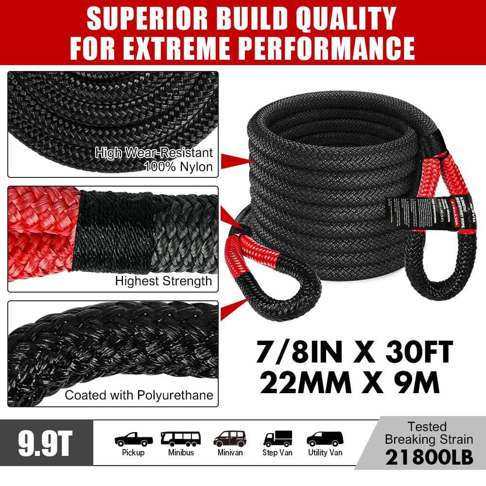 Recovery Kit Kinetic Recovery Rope Snatch Strap, 2PCS Tracks 4WD Gen2.0
