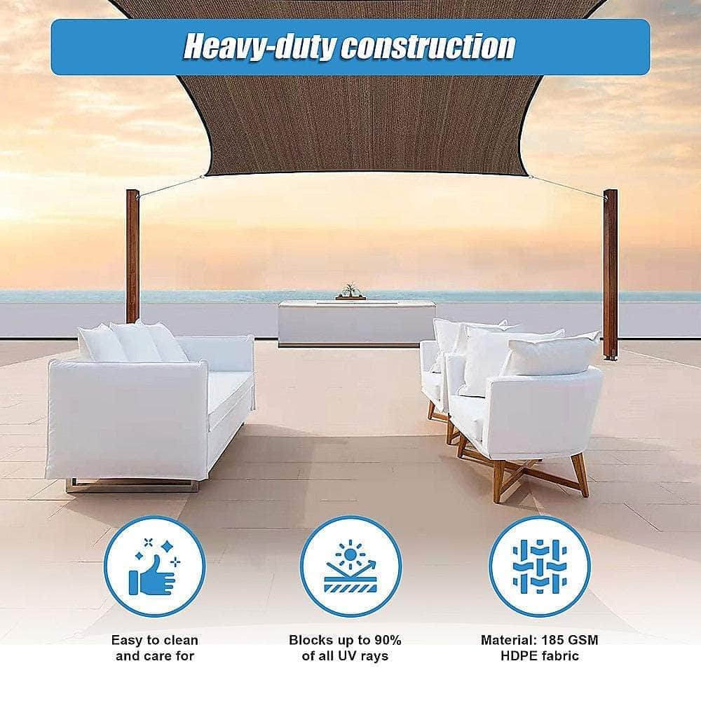 Rectangle Sun Shade Sail Canopy Cover Coffee