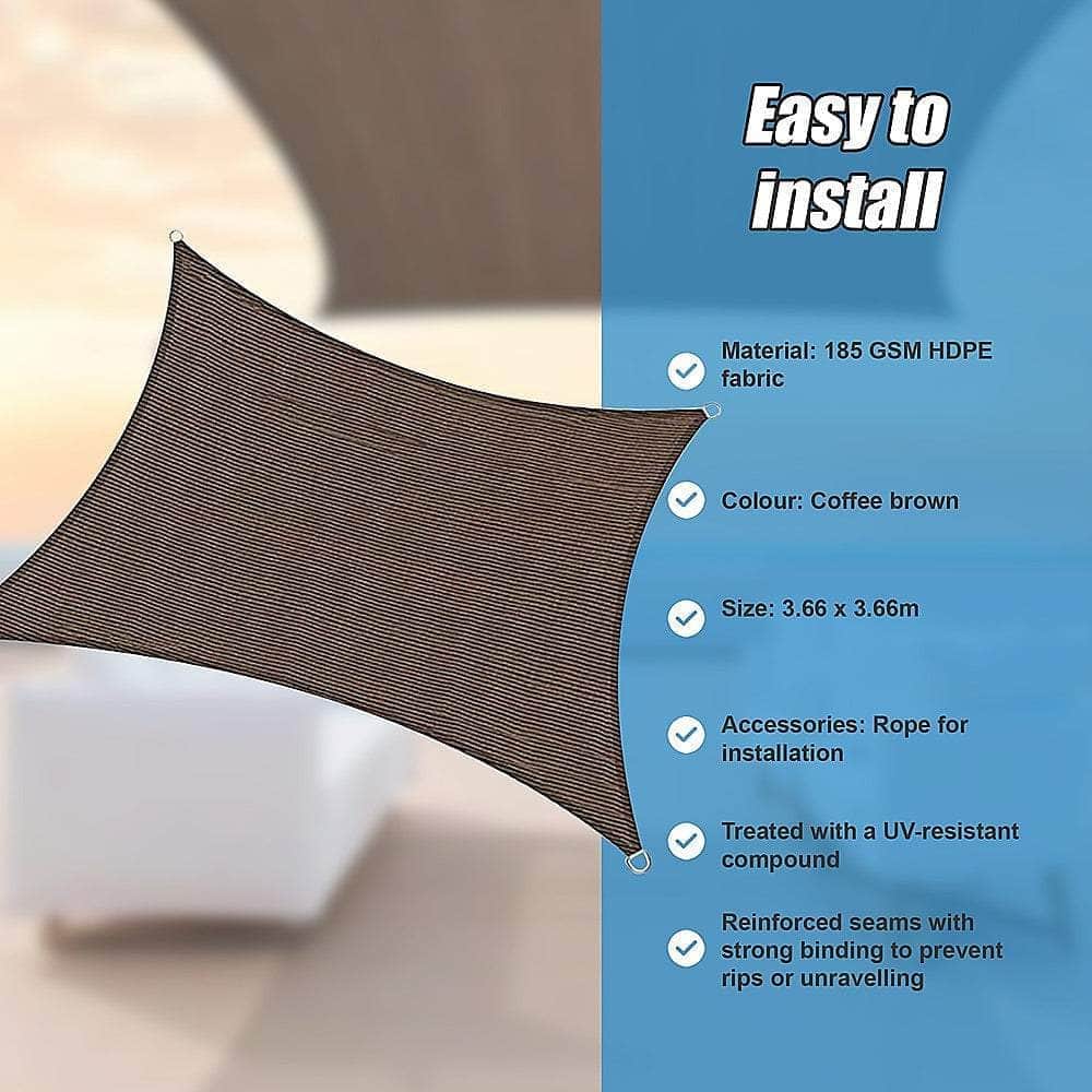 Rectangle Sun Shade Sail Canopy Cover Coffee