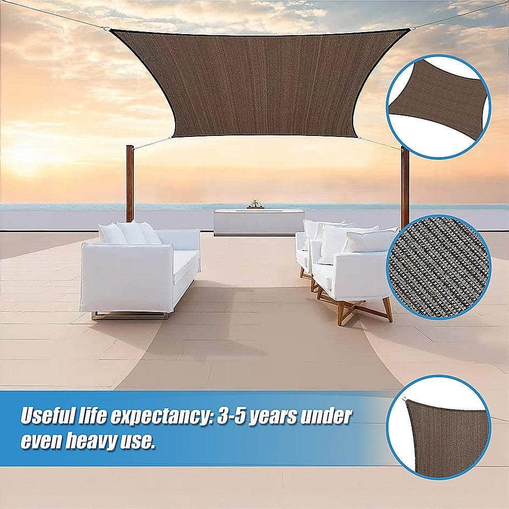 Rectangle Sun Shade Sail Canopy Cover Coffee