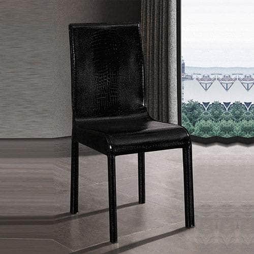 Rectangular High Gloss Dining Set: Table & 6 Black Chairs
