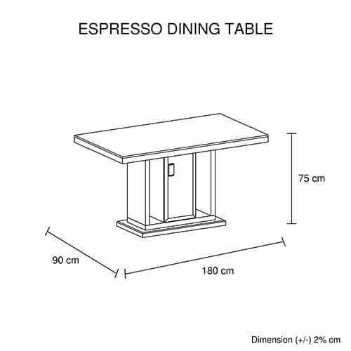 Rectangular High Gloss Dining Set: Table & 6 Black Chairs