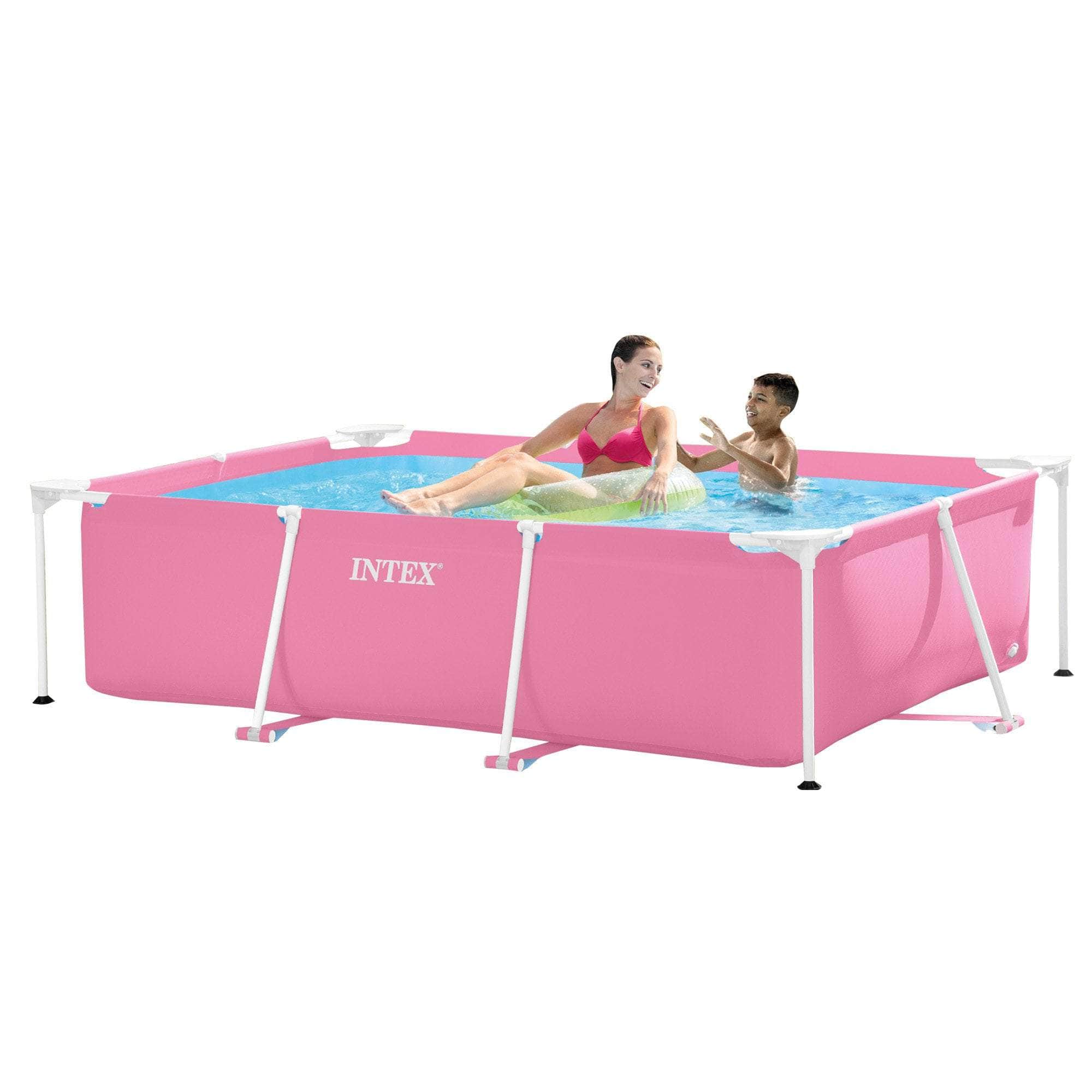 150Cm - Rectangular Metal Frame Pool 220 x 150cm - Pink