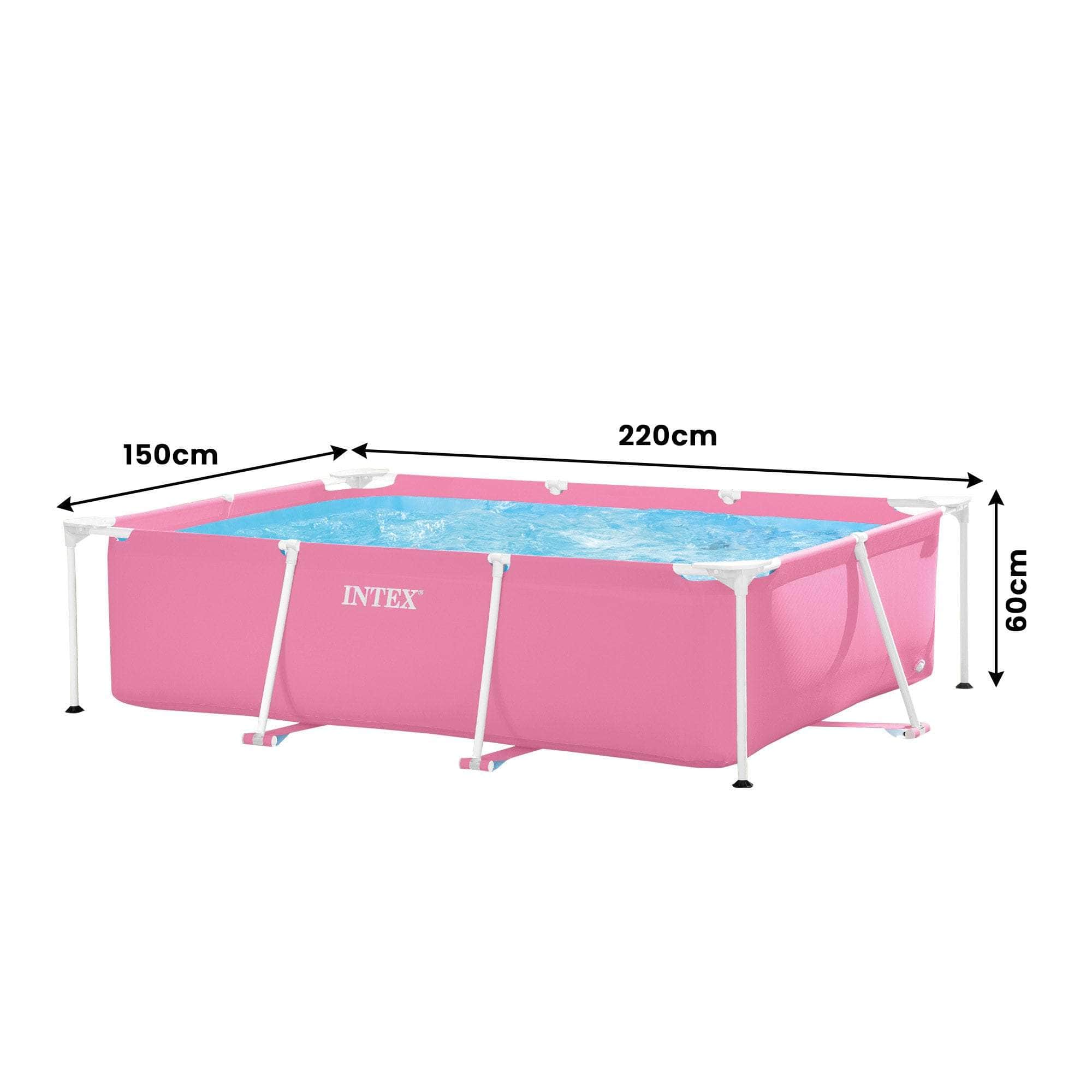 Rectangular Metal Frame Pool 220 x 150cm - Pink | Pink colour