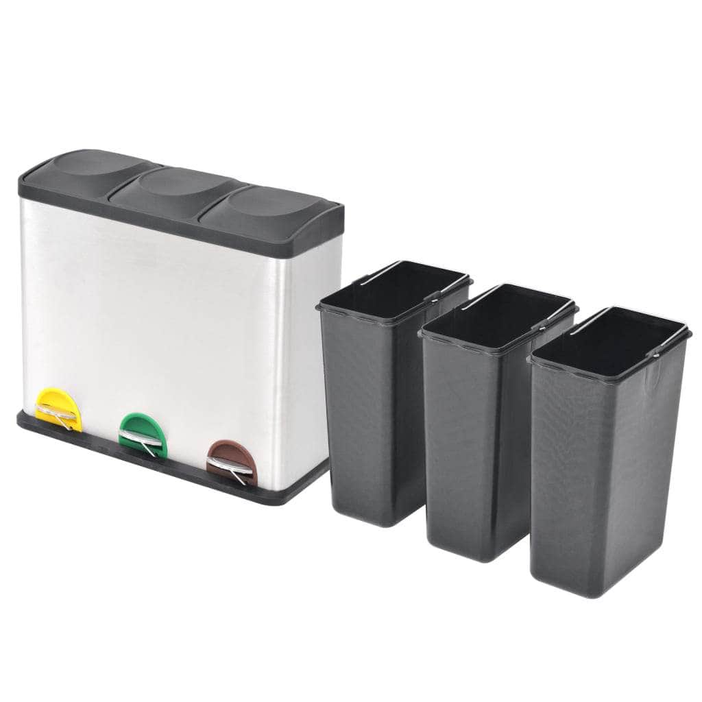 Recycling Pedal Bin Garbage Trash Bin Stainless Steel