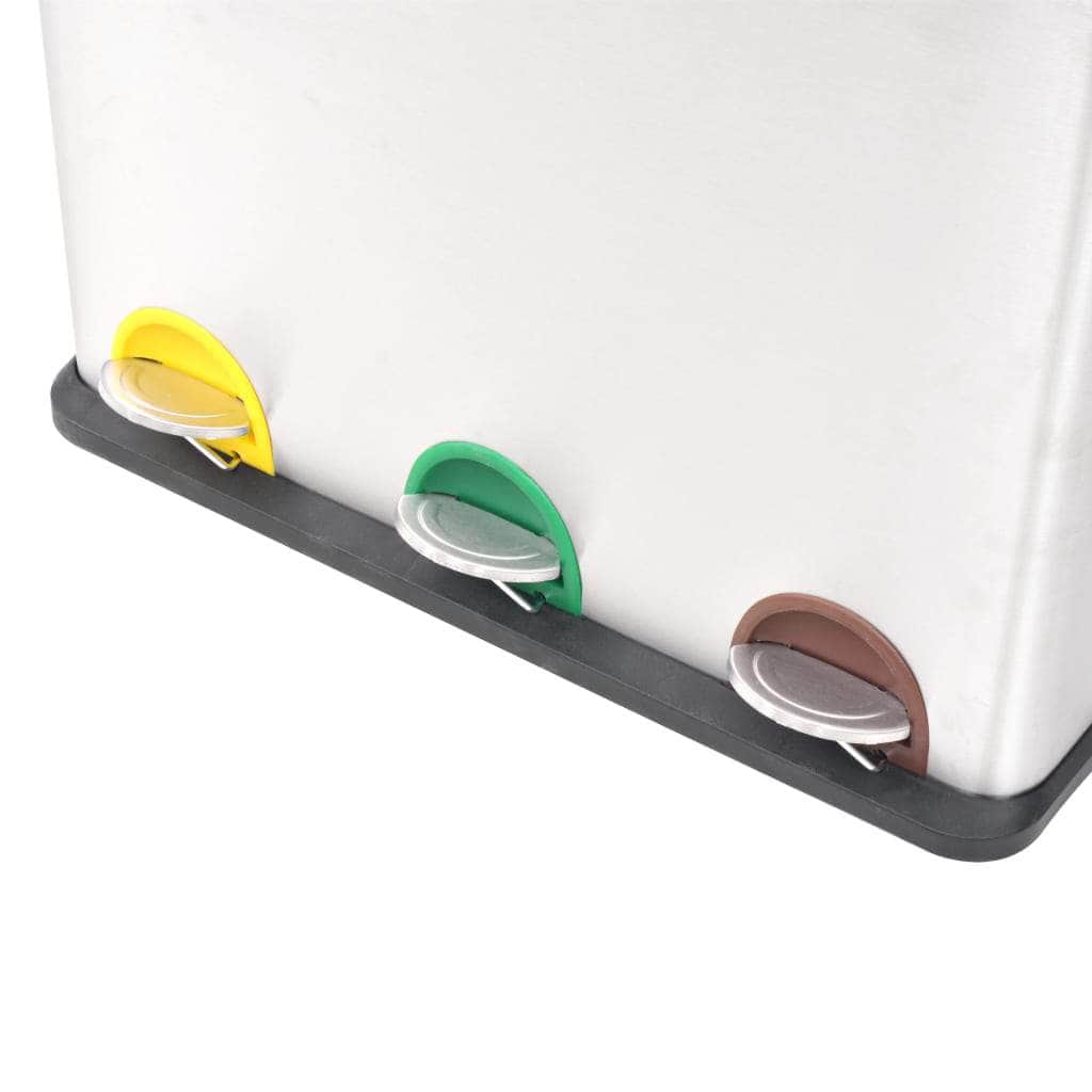 Recycling Pedal Bin Garbage Trash Bin Stainless Steel