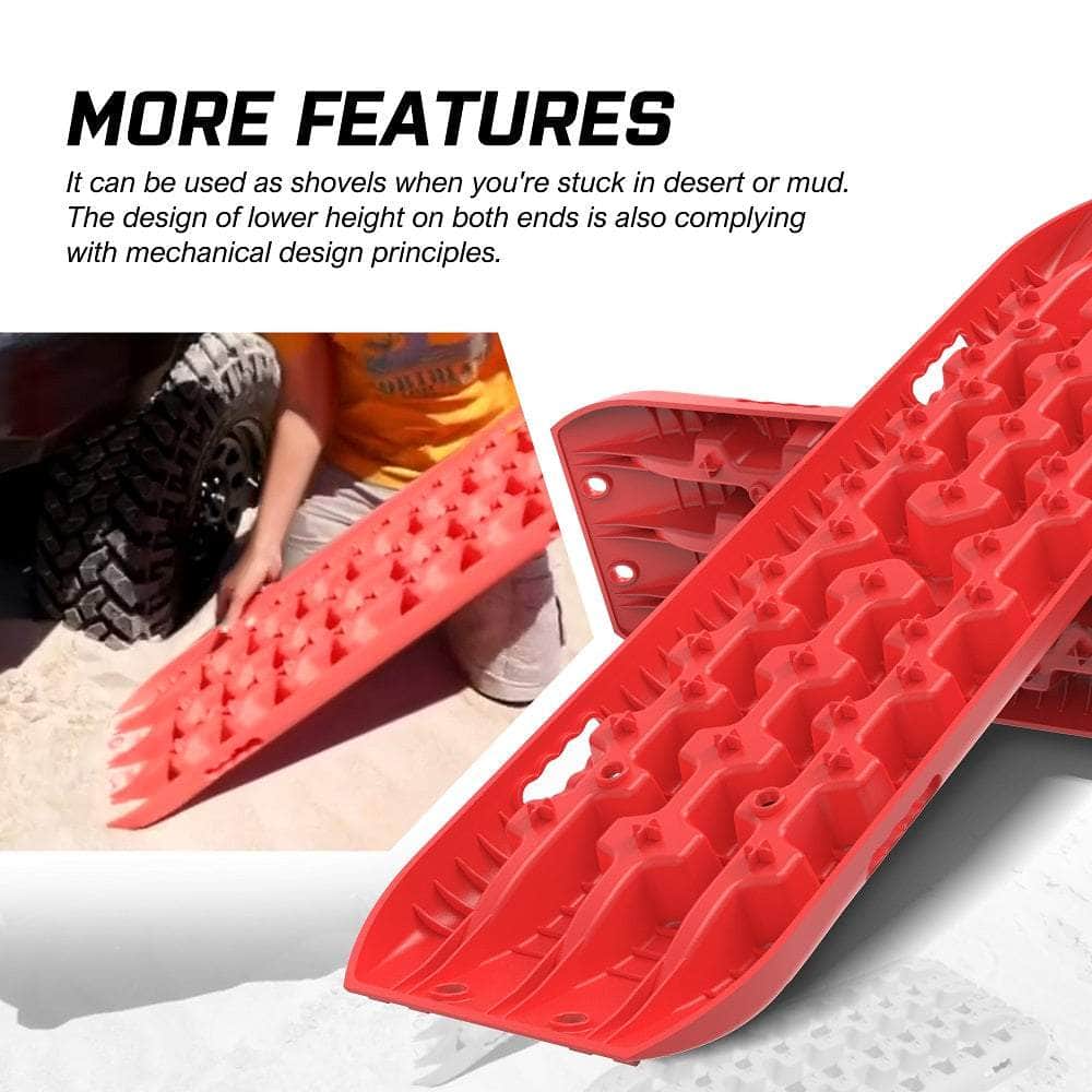 Red 4Wd Snow Tracks Recovery Tracks (2Pcs) With Mounting Bolts