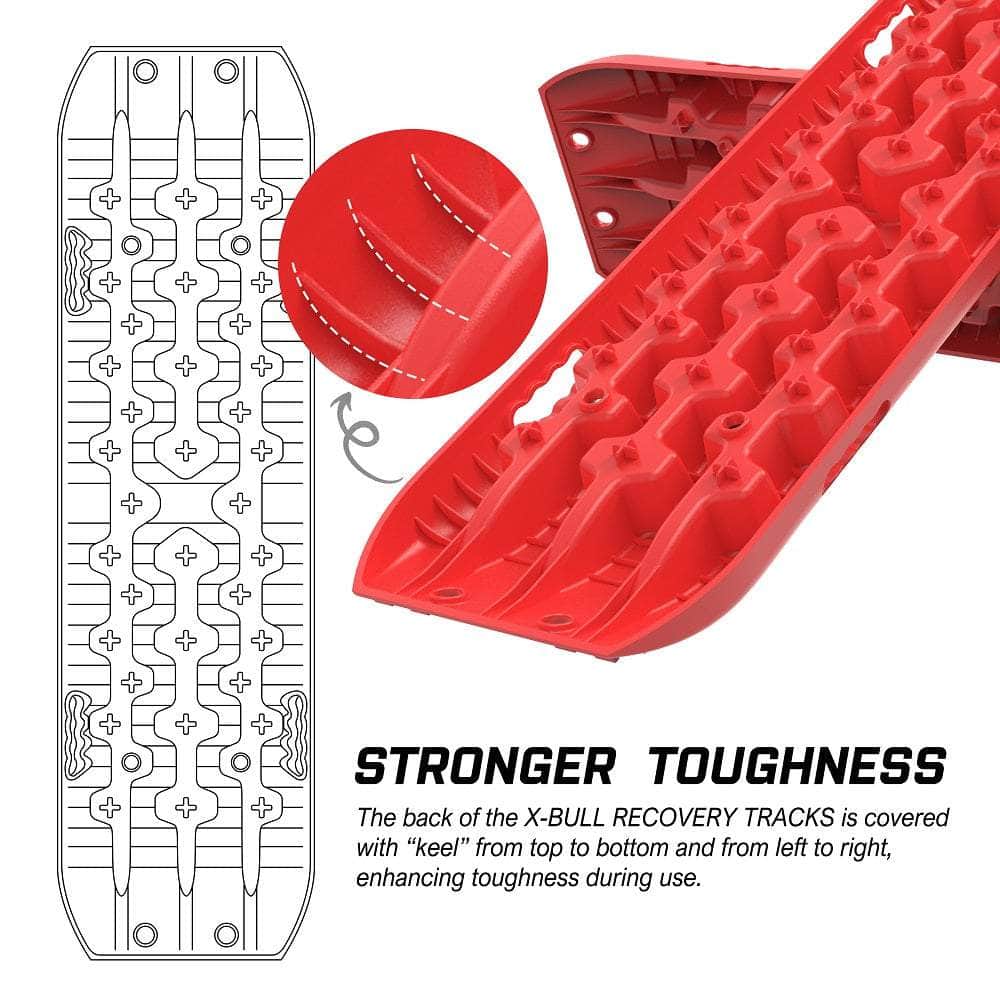 Red 4Wd Snow Tracks Recovery Tracks (2Pcs) With Mounting Bolts