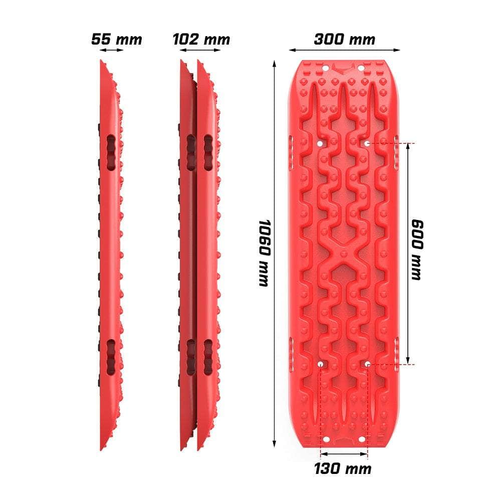 Red 4Wd Snow Tracks Recovery Tracks (2Pcs) With Mounting Bolts