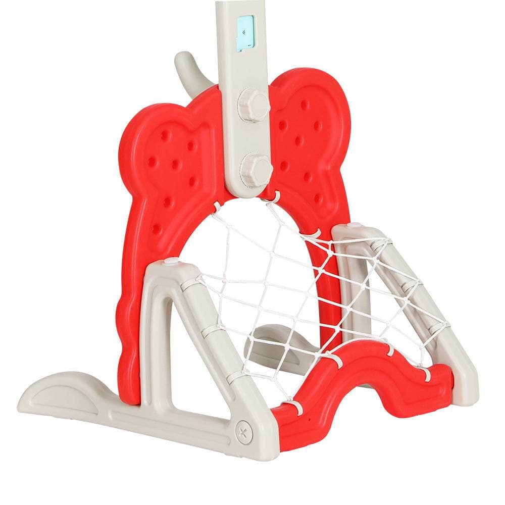 Red 5-in-1 Kids Basketball Hoop: Adjustable Sports Center Fun