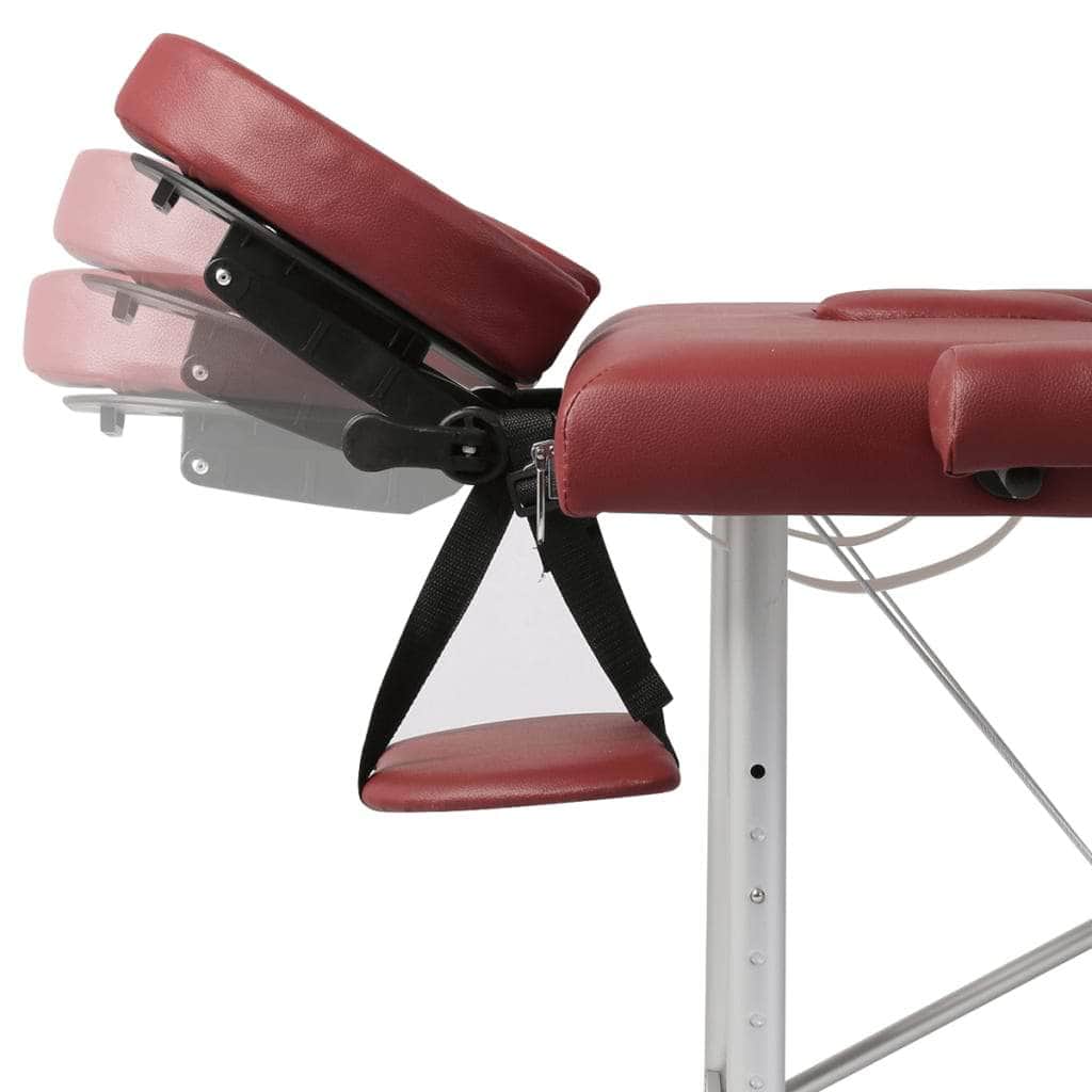 Red Foldable Massage Table 2 Zones with Aluminium Frame