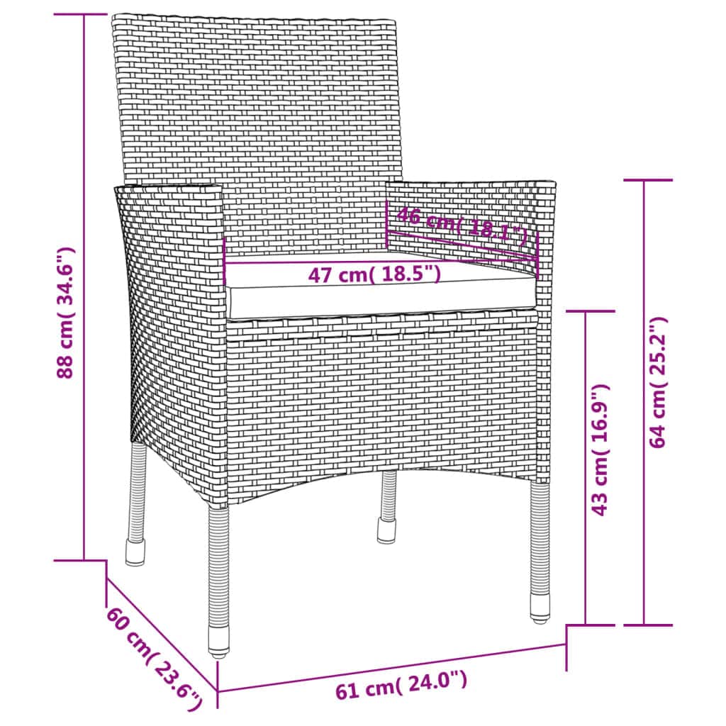 Refined 3 Piece Garden Bistro Set Relaxing Seating Urban Style
