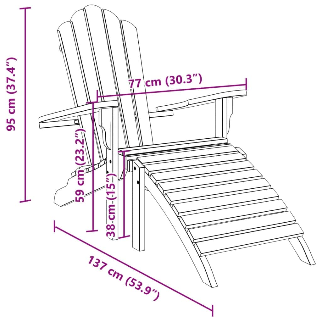 Refined Garden Adirondack Chair with Footrest Lounge Area Boho