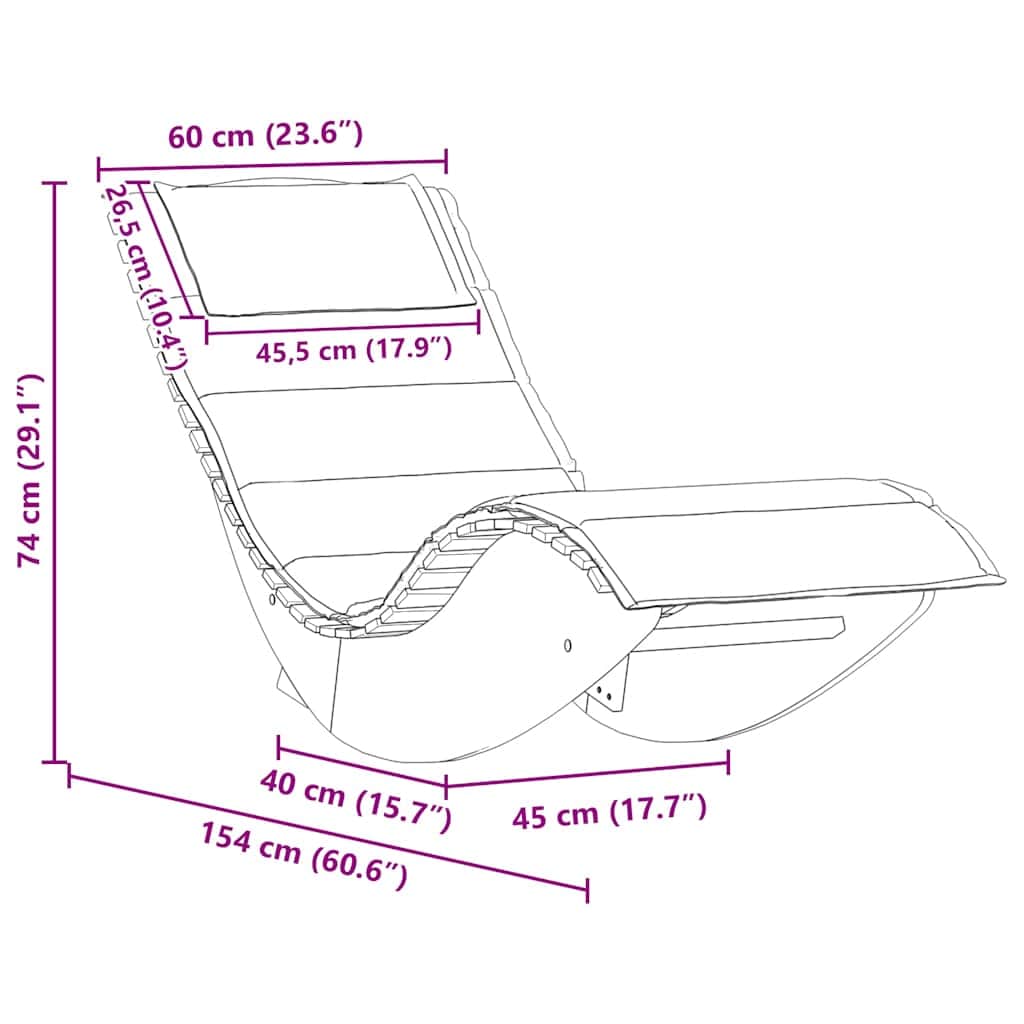 Refined Rocking Sun Lounger with Cushion Indoor Outdoor Use Evening