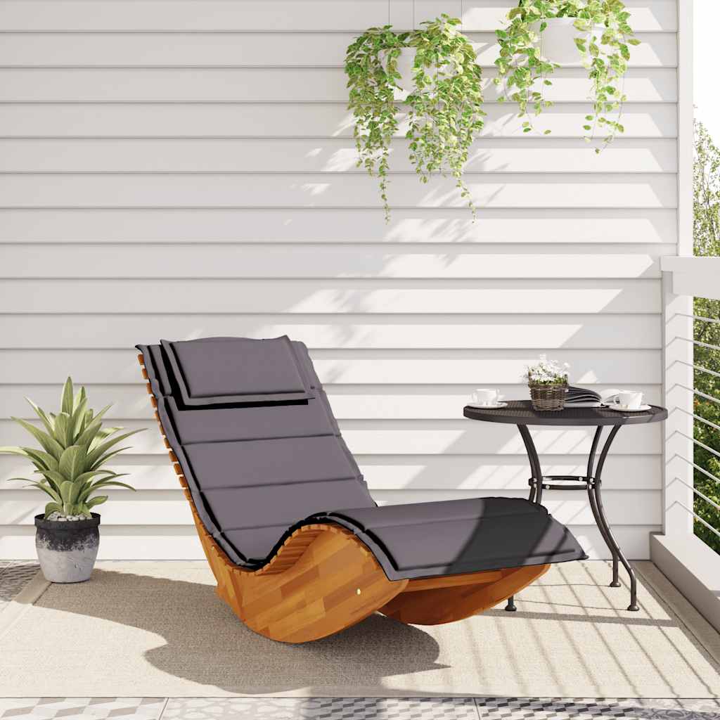 Refined Rocking Sun Lounger with Cushion Indoor Outdoor Use Evening