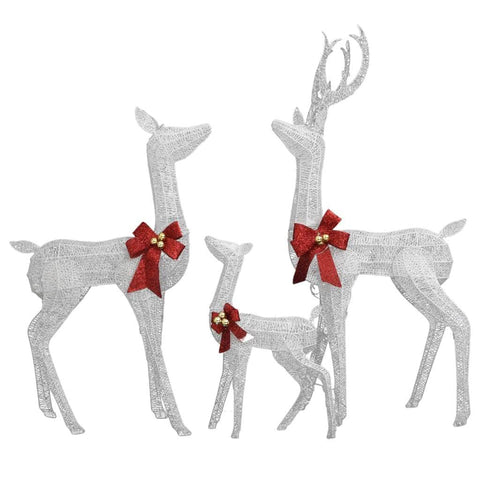 Reindeer Family Christmas Decoration White and Silver 201 LEDs