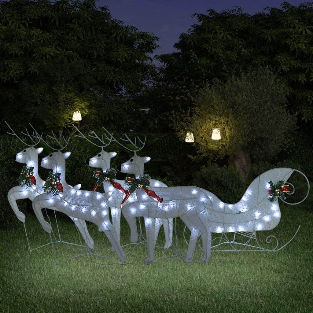 Reindeer & Sleigh 100 LEDs Outdoor White