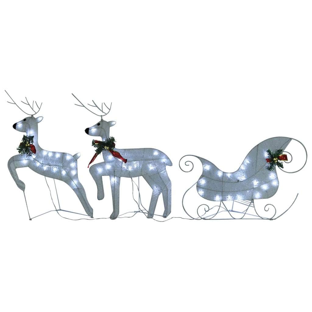 Reindeer & Sleigh Christmas Decoration 100 LEDs Outdoor White | Christmas Lighting
