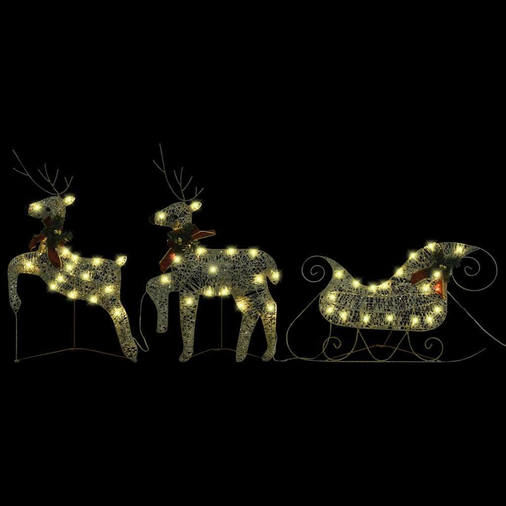 Reindeer & Sleigh Christmas Decoration 140 LEDs Outdoor Gold | Gold colour