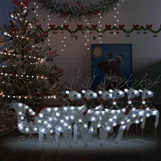 Reindeer & Sleigh 140 LEDs Outdoor Silver