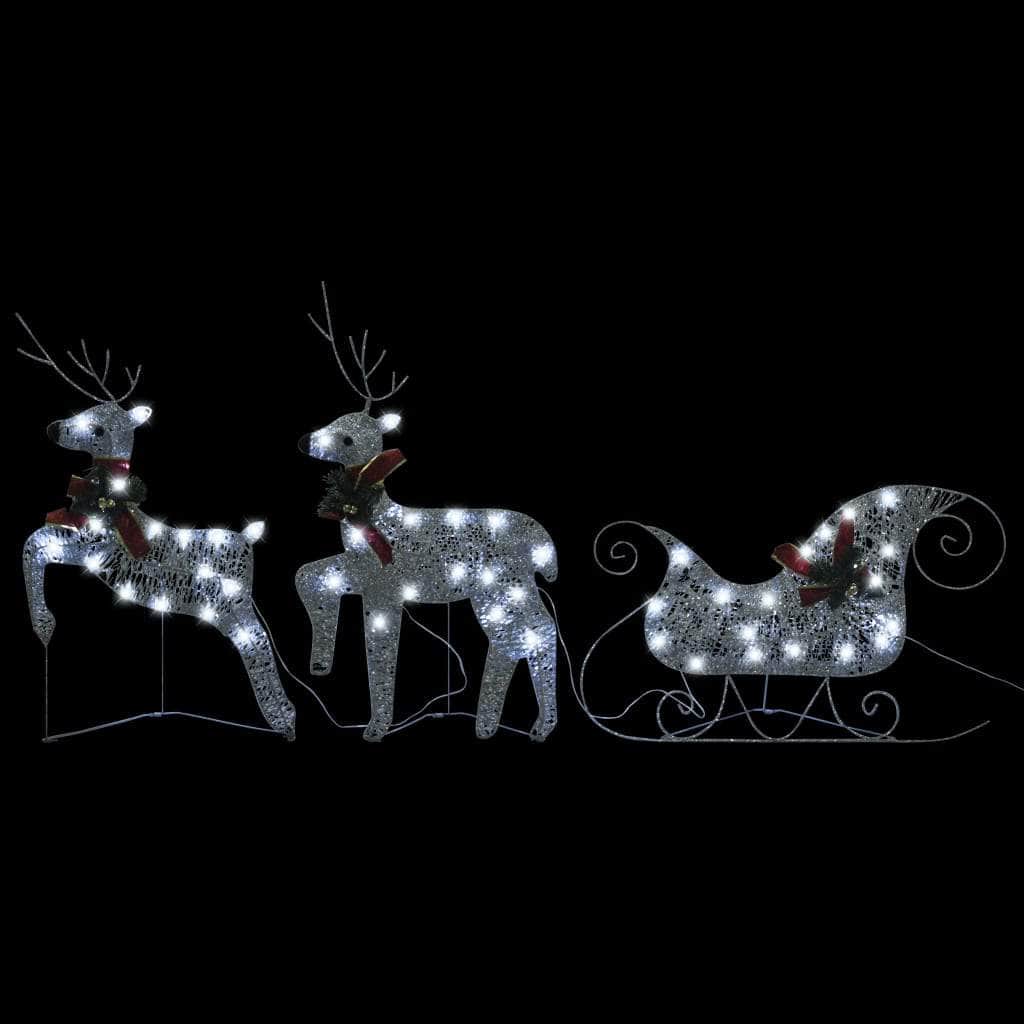 Christmas Lighting - Reindeer & Sleigh Christmas Decoration 140 LEDs Outdoor Silver