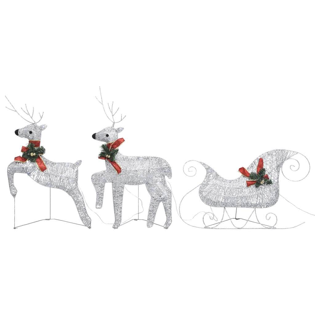 Reindeer & Sleigh Christmas Decoration 140 LEDs Outdoor Silver | Christmas Lighting