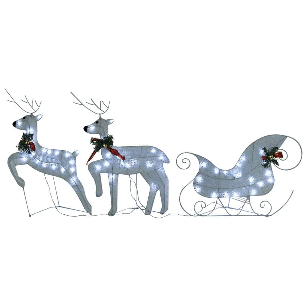 Reindeer & Sleigh Christmas Decoration 140 LEDs Outdoor White | Christmas Lighting