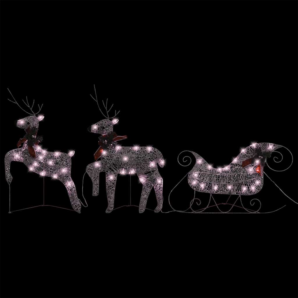 Christmas Lighting - Reindeer & Sleigh Christmas Decoration 60 LEDs Outdoor Gold