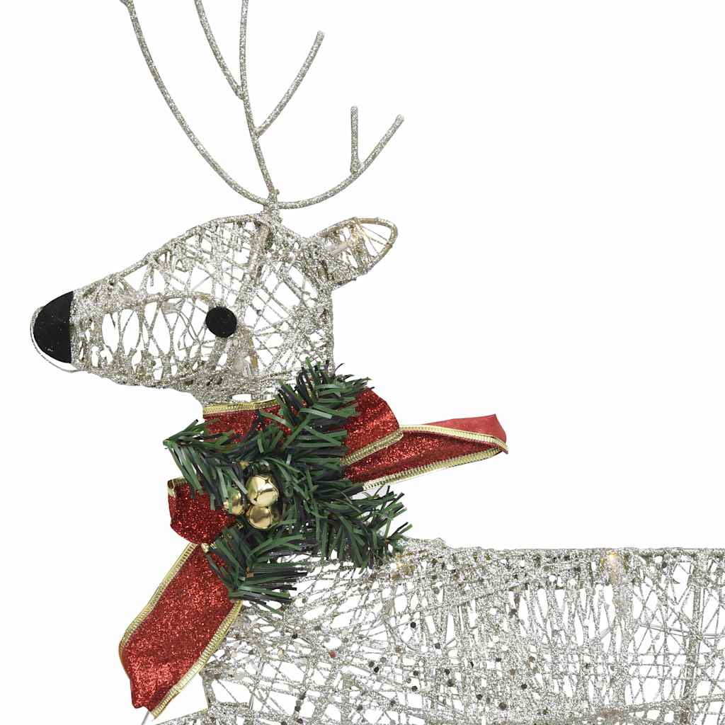 Reindeer & Sleigh Christmas Decoration 60 LEDs Outdoor Gold | Christmas Lighting