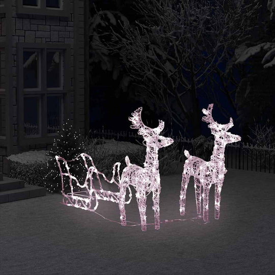 Reindeers & Sleigh Christmas Decoration 160 LEDs Acrylic