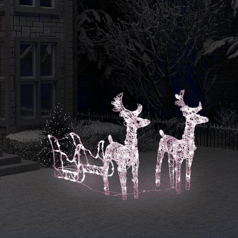 Reindeers & Sleigh Christmas Decoration 160 LEDs Acrylic