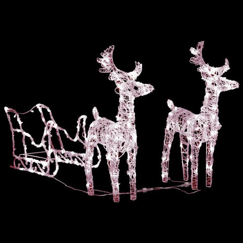 Reindeers & Sleigh Christmas Decoration 160 LEDs Acrylic