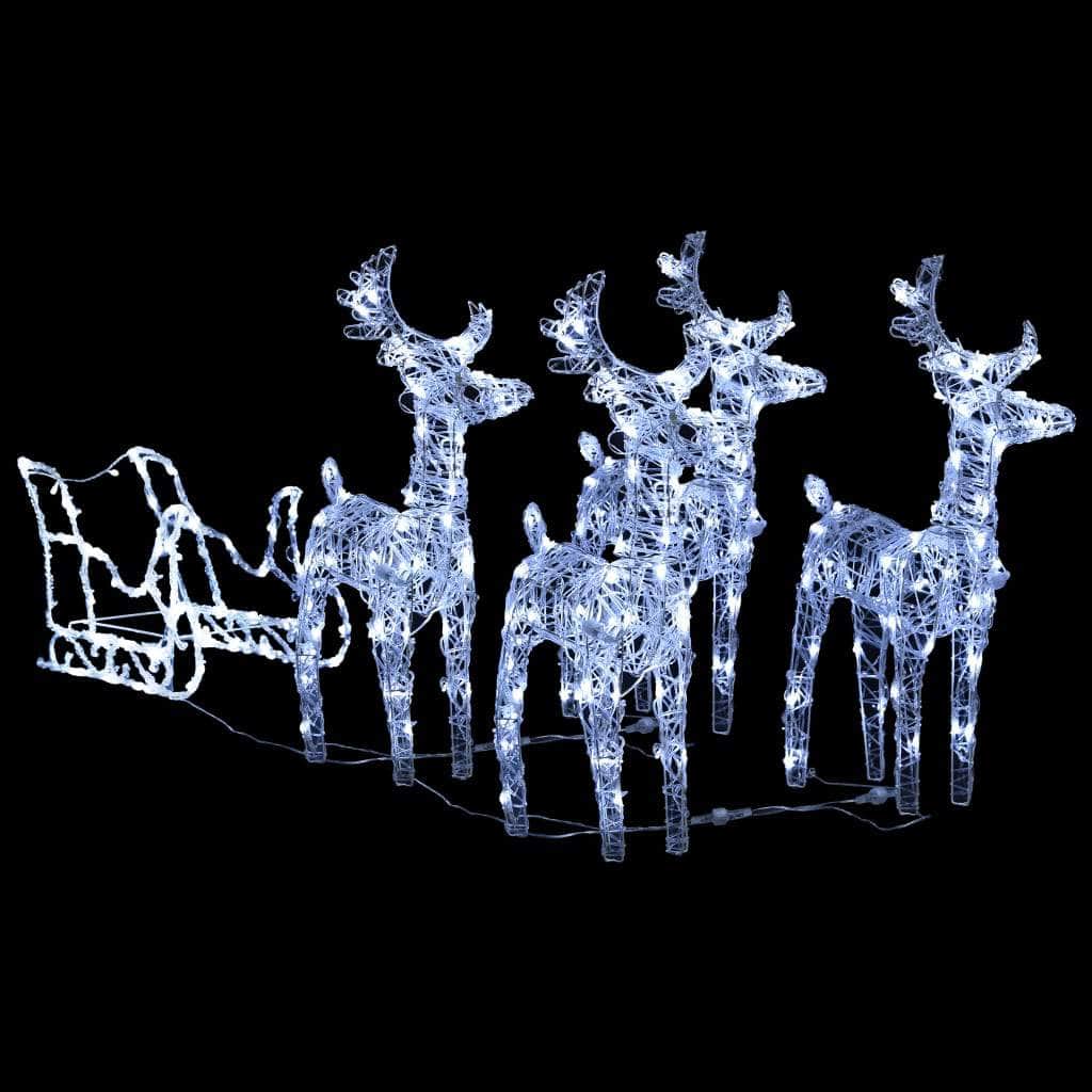 Reindeers & Sleigh Christmas Decoration Acrylic | Christmas Lighting