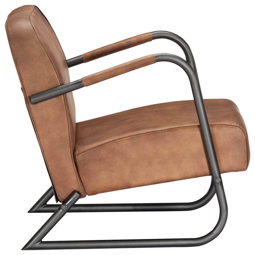 Rela Armchair Light Brown Real Leather