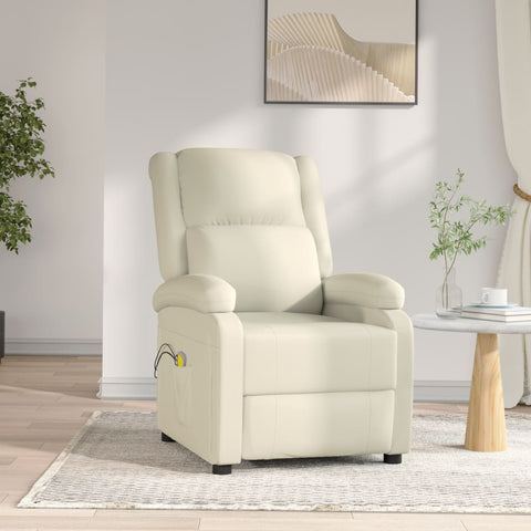 RelaxaTouch: Creamy Faux Leather Electric Massage Chair