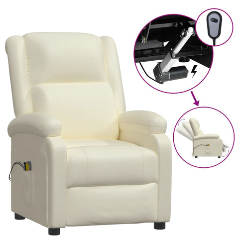 RelaxaTouch: Creamy Faux Leather Electric Massage Chair