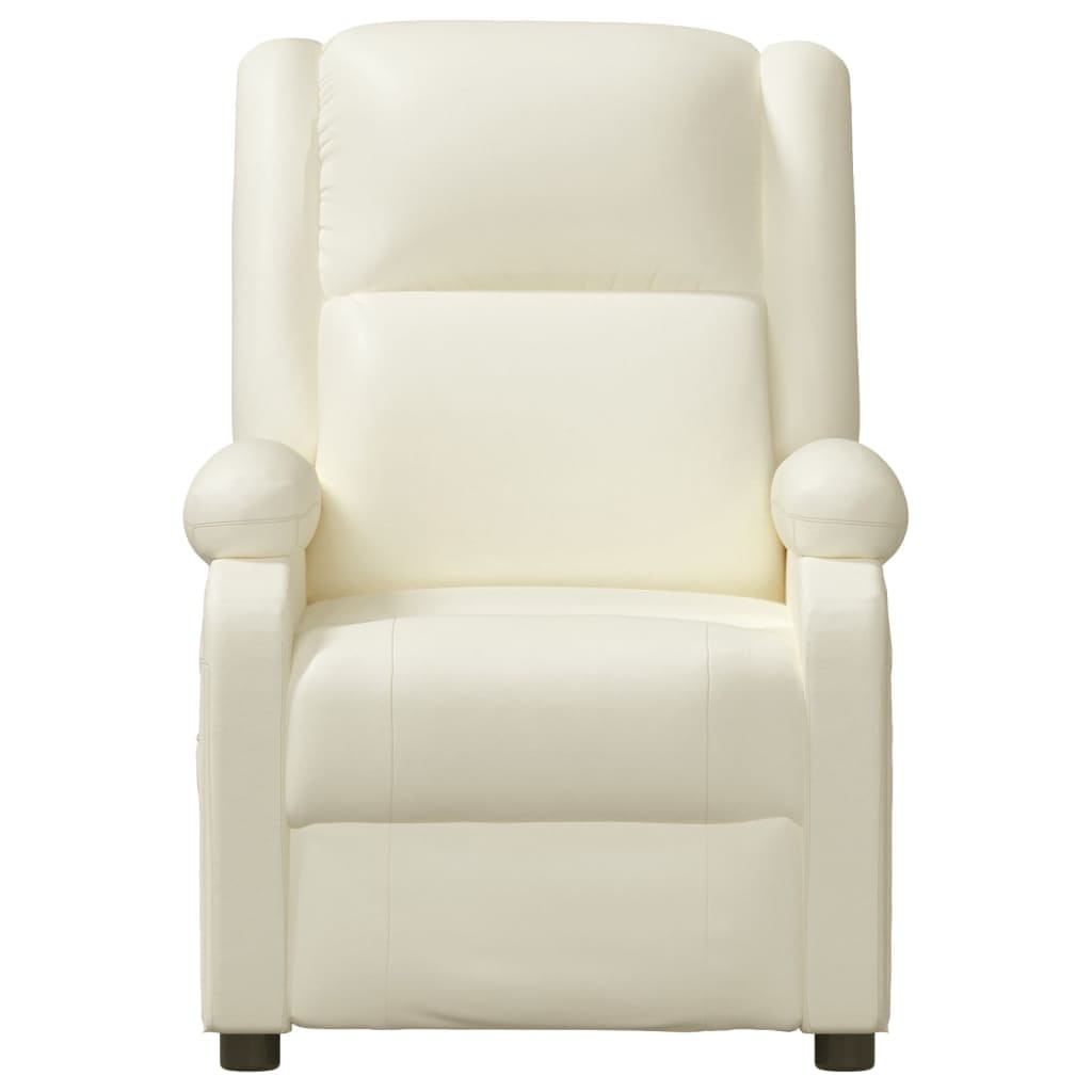 RelaxaTouch: Creamy Faux Leather Electric Massage Chair