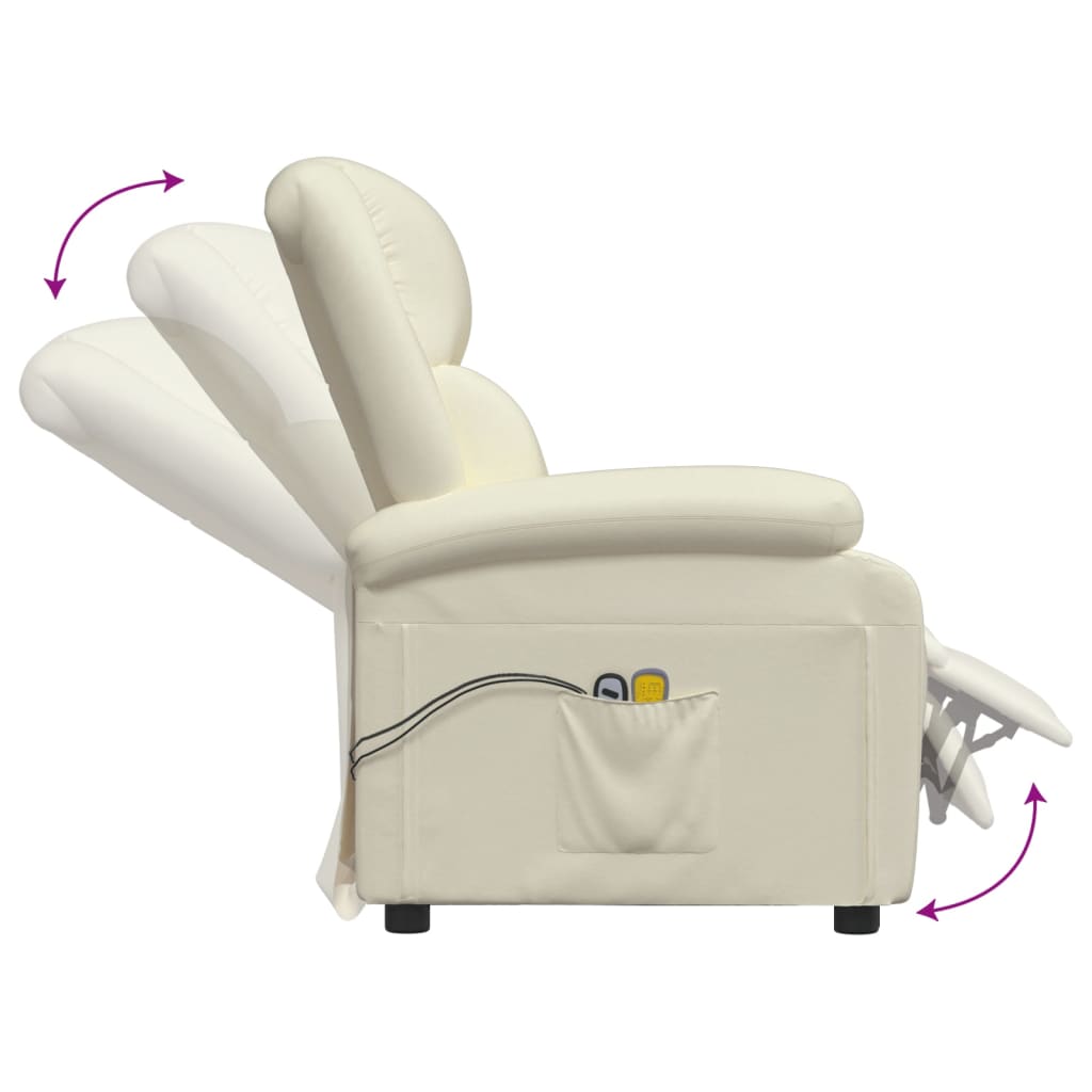 RelaxaTouch: Creamy Faux Leather Electric Massage Chair