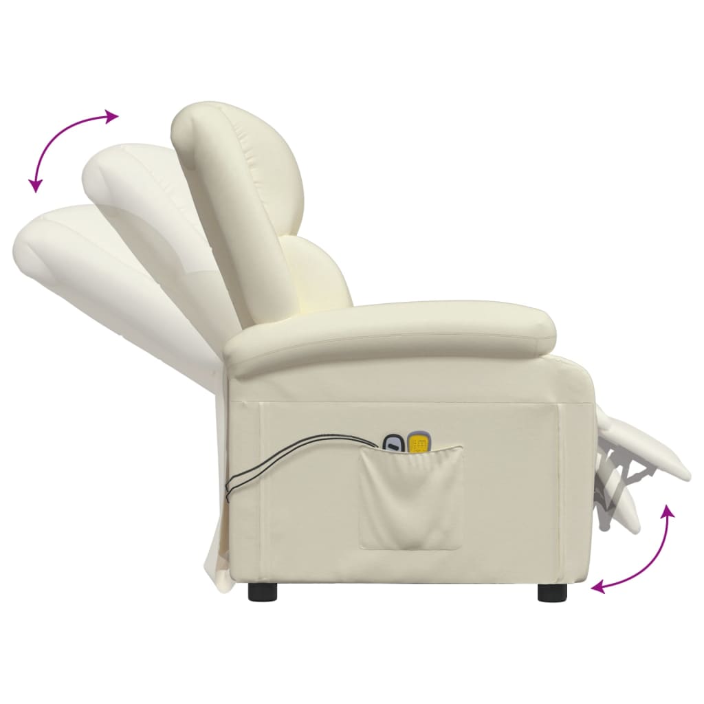 RelaxaTouch: Creamy Faux Leather Electric Massage Chair