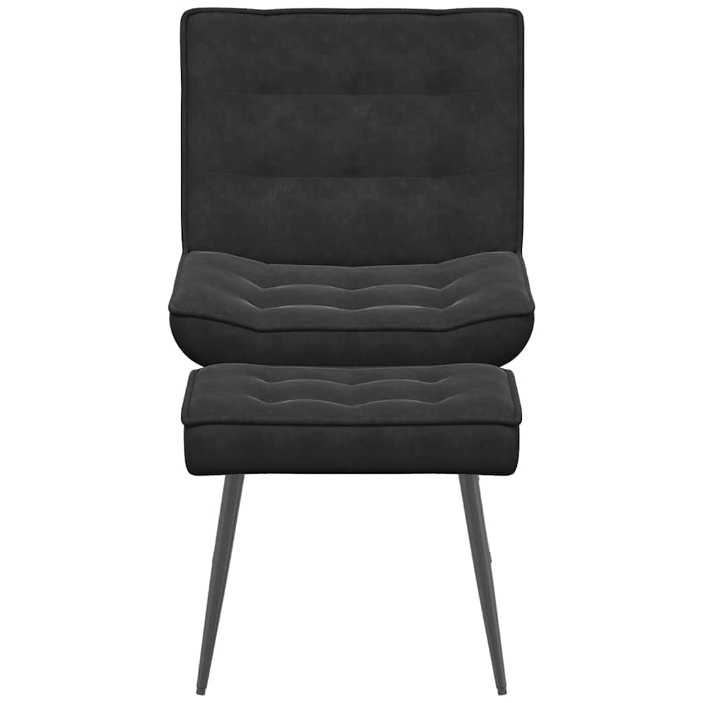 36QV - Relaxing Chair with Stool Black Velvet