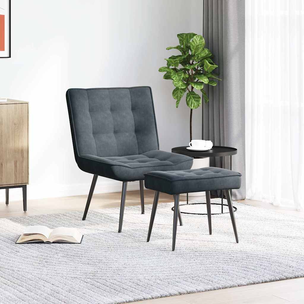 Relaxing Chair with Stool Dark Grey Velvet | Velvet finish