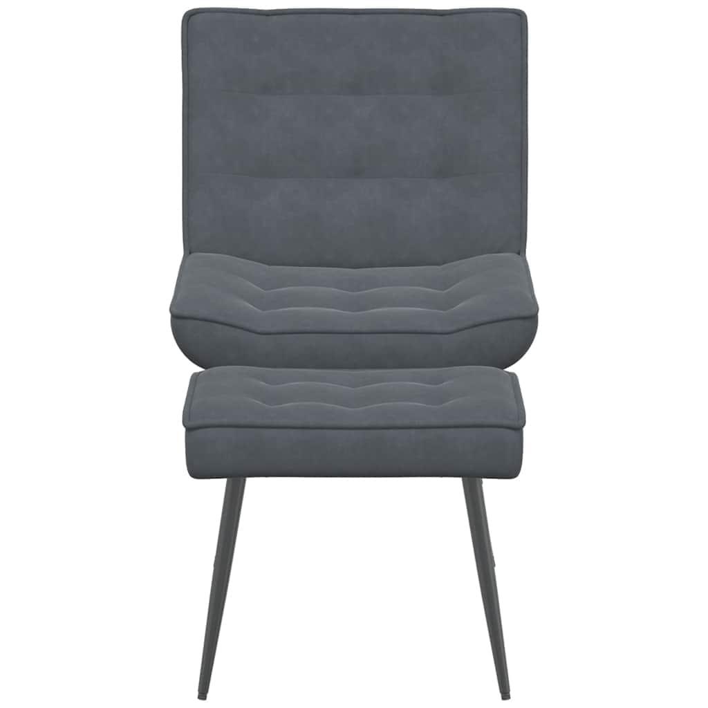 Velvet finish - Relaxing Chair with Stool Dark Grey Velvet