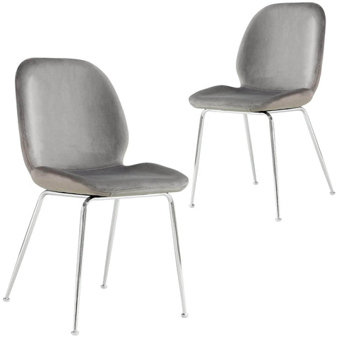 Remy Dining Chair Set of 2 Fabric Seat with Metal Frame - Grey