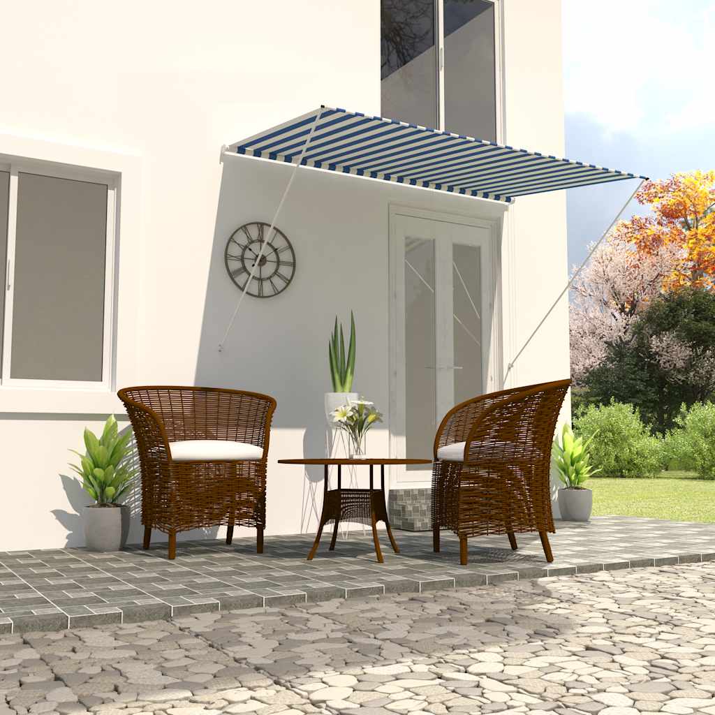 Retractable Awning Blue and White L