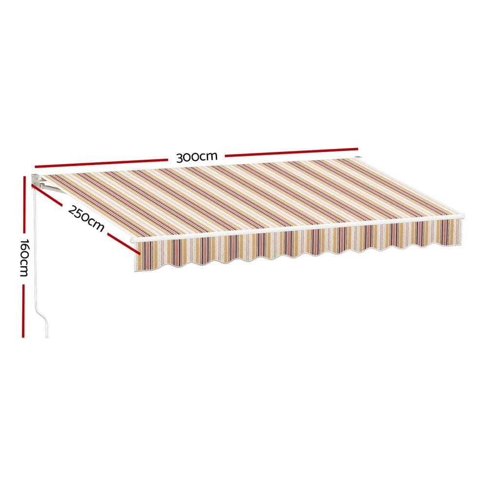 Retractable Folding Arm Awning Manual Sunshade 3Mx2.5M